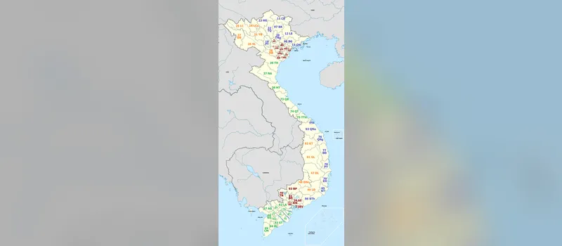 Bản đồ Việt Nam kèm mã biển số từng tỉnh thành